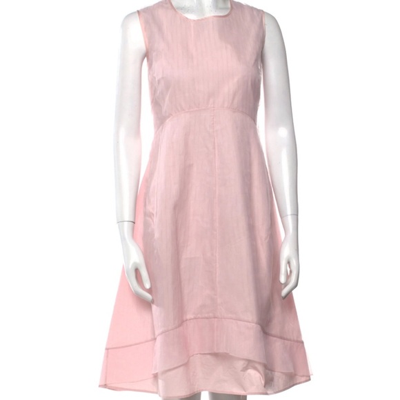 JIL SANDER CREW NECK MIDI PINK DRESS 8
